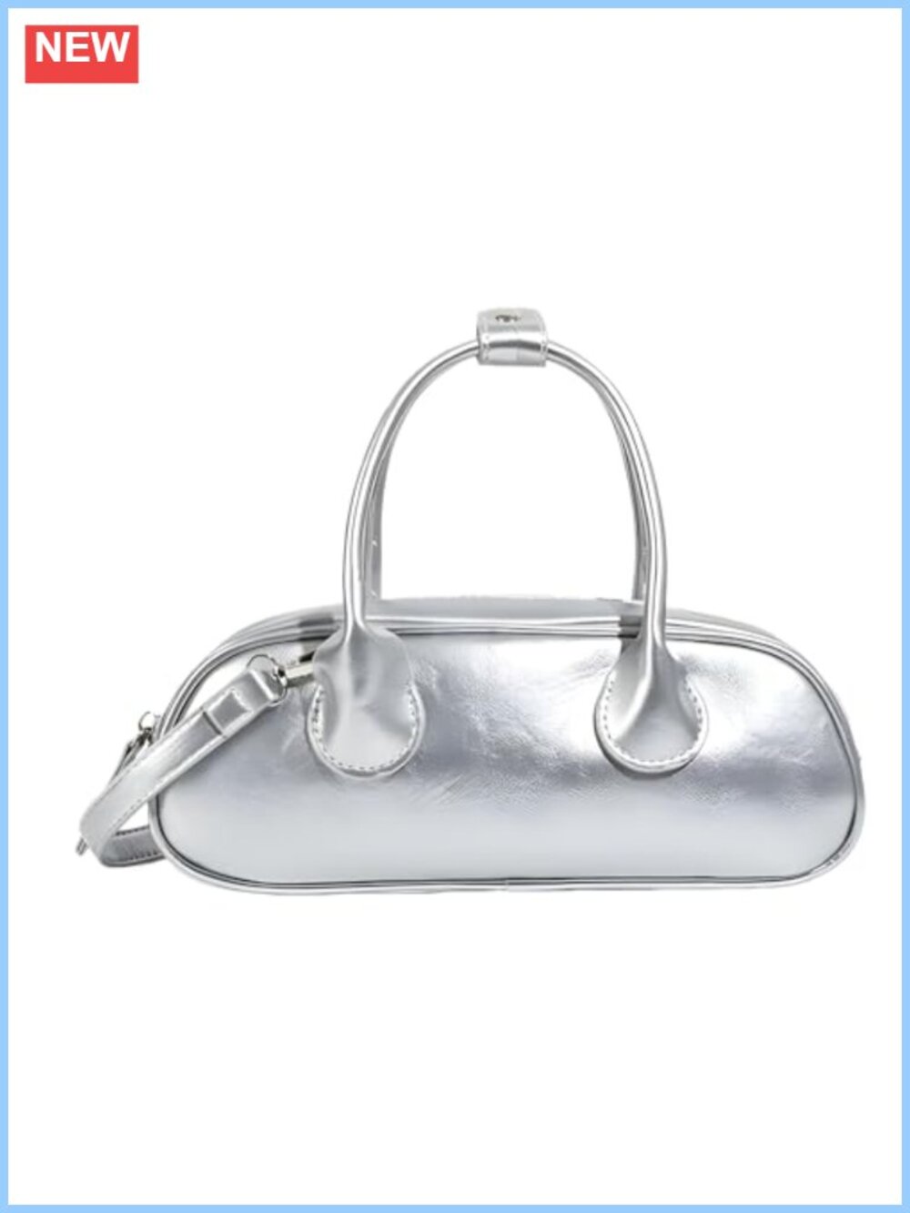 Vegan Leather Small Shoulder Bag with Zipper Clutch Purse
